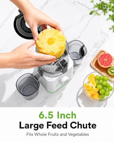Image of 3-in-1 Cold Press Juicer for Juice, Nut Milk & Sorbet - Self Feeding Juicer Machines with Pre-Cut Blade, 6.5 inch&100oz Extra Large Chute Fits Whole Fruits & Vegetables, High Yield, Easy Clean