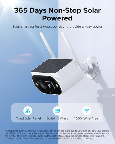CAMCAMP Solar Security Camera System Wireless Outdoor with 10\" IPS Monitor & 500GB HDD, 4MP Solar Cameras for Home Security, Continuous Power, 10CH Expandable, Local Storage, 2.4/5GHz WiFi