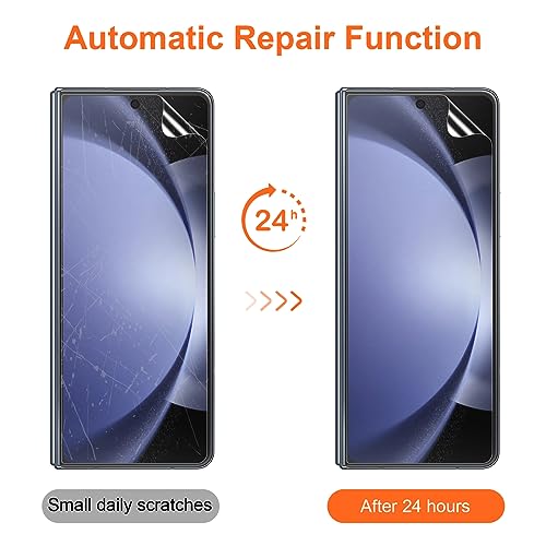 KCT TPU Screen Protector Compatible with Samsung Galaxy Z Fold 5 / Samsung Galaxy Z Fold 4 5G (2023/2022), Front & Inner TPU Flexible Film, Auto-Repair, Bubble-Free, Positioning Frame