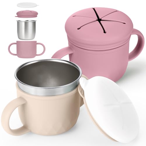 Image of Mity rain 2-Pack Stainless Steel Snack Containers, 4-in-1 Spill Proof