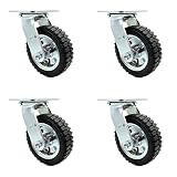 6" Pneumatic Swivel Caster Set of 4 - Black Rubber Wheel - 1,200 lbs. Capacity - Service Caster Bran