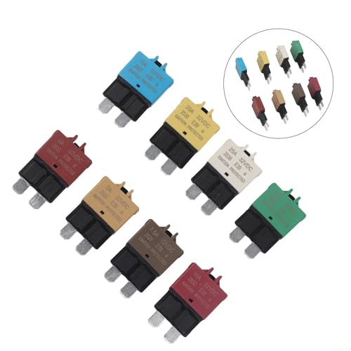 Pack de 8 fusibles manuales con reinicio automático para sistemas eléctricos marinos, de camiones, RV y audio para auto: 3 A a 30 A miniatura 2