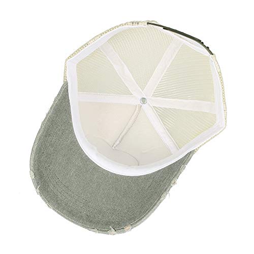 Withmoons Baseball Cap Distressed Meshed Hat Vintage Patched Ncm1062 (Beige) #TOP4