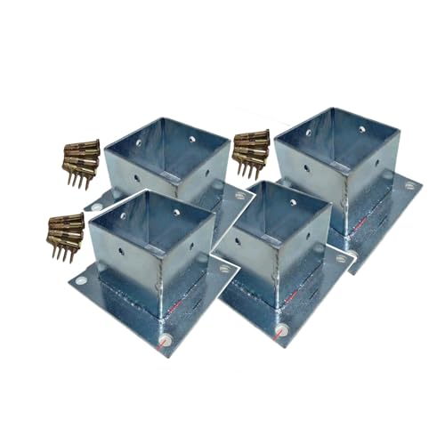 Base de poteau 4 pièces 185x185 mm robustes pour fixer terrasses et pergolas