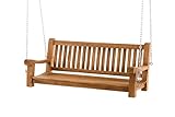 CLP Schaukelbank Joyce Aus Massivem Teakholz I Wetterfeste Holzschaukel Inklusive Befestigungsmaterial I Pflegeleichte Hollywoodschaukel, Farbe:Teak, Größe:120 cm
