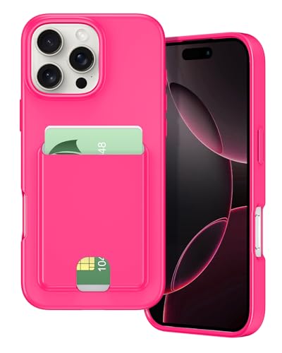Coque protection iPhone 16 Pro 6,3 pouces TPU souple rose vif et étui carte mince