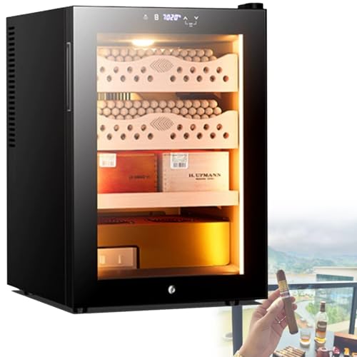 50L Electric Cigar Cooler Humidor Cabinet for 200-300 Cigars, Temperature