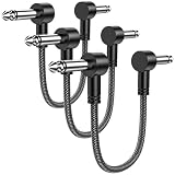 MOSWAG Cable Patch para Guitarra de 15CM - Cable de Pedal de Efecto Recto Compatible con Pedales, Amplificador, Consola de Mezcla (Pack de 3)