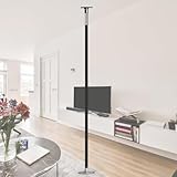 Polo giratorio y estático de calidad profesional con placa fija, altura ajustable de 7 a 12,5 pies para apartamento, bar, gimnasio y casa (Black 2,9M)