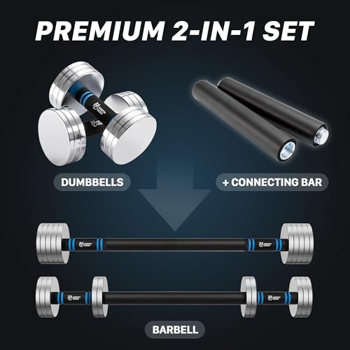 Image of Northdeer V2.0 Upgraded Adjustable Steel Dumbbells 40LB / 60LB - 2 in 1 Dumbbell Barbell Set for Home Gym Workout - Compatible with V1.0 Dumbbells