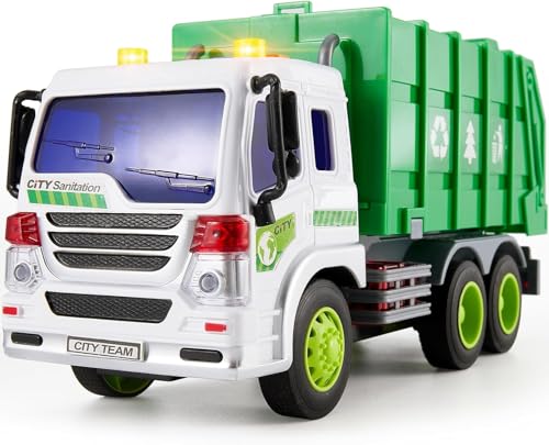 Garbage Truck Bin Lorry Toys for 3+ Years Old Boys, Rubbish Trucks Dustcart Toy Cars with Lights and Sounds, Kids Gifts Age 4 5 6 Children Girls
