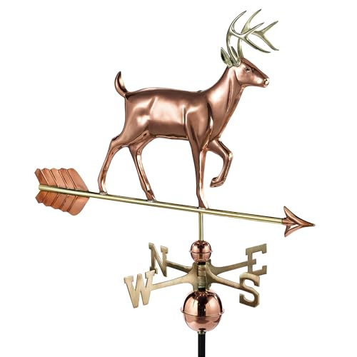 Good Directions White Tail Buck / Deer Weathervane, Pure Copper, Rooftop, Roof Décor, Wildlife