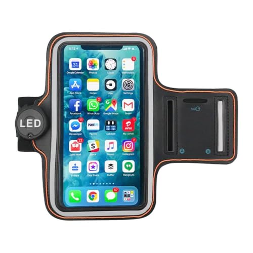 BoxWave Case Compatible with Apple iPod Touch (7th Gen 2019) - JogBrite Sports Armband, High Visibility Safety Light LED Runners Armband - Bold Orange