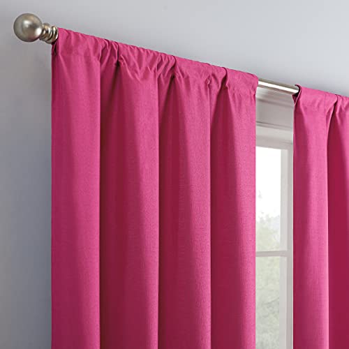 Eclipse Kendall Modern Blackout Thermal Rod Pocket Window Curtain For Bedroom Or Living Room (1 Panel), 42 X 84, Raspberry #TOP3