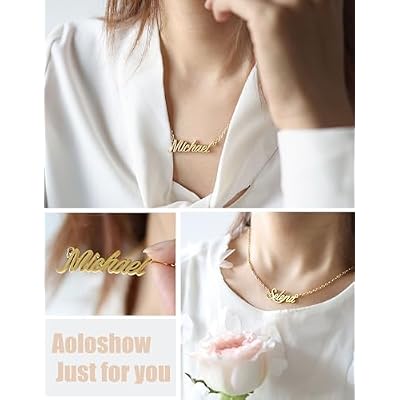 Aoloshow Personalized Name Necklace Custom Any Name Necklaces Jewelry for Womens New Mom Bridesmaid Gift