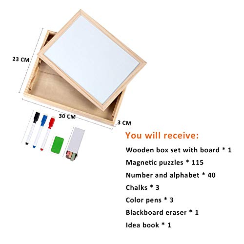 Uping magnetisches Holzpuzzle Staffelei doppelseitige Tafel Holzbrett Doodle 155 Stücke für Kinder ab 3 Jahre Bauernhof – Bild 8