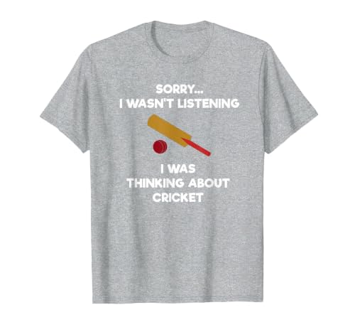 Cricket Game T-Shirt - Funny Listening - Bat T-Shirt, Men, Heather Grey, Large