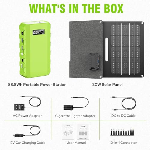 Image of Powkey 24000mAh Portable Power Station with Panels Included 30W
