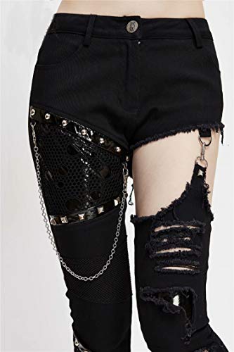 Punk Pants For Women Plus Size Heavy Metal Rock Jeans Black Hole Tight Streetwear Pants, Xl #TOP3