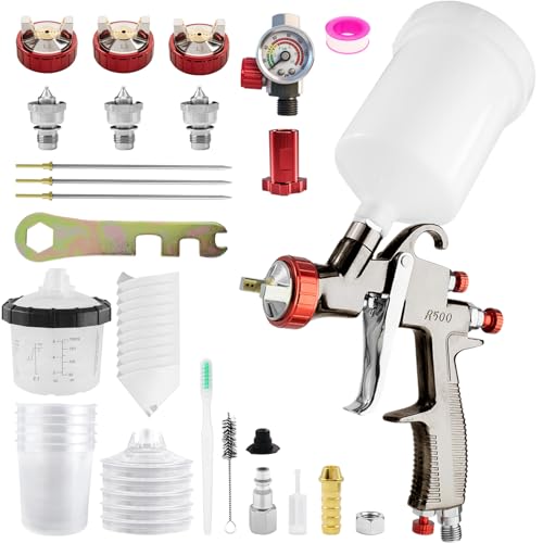 LVLP Air Spray Gun Kit with Nozzles and Regulator