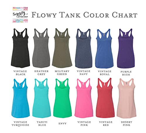 Alpha Xi Delta Flowy Racerback Tank Top (M (6-8)) Blue, White #TOP4