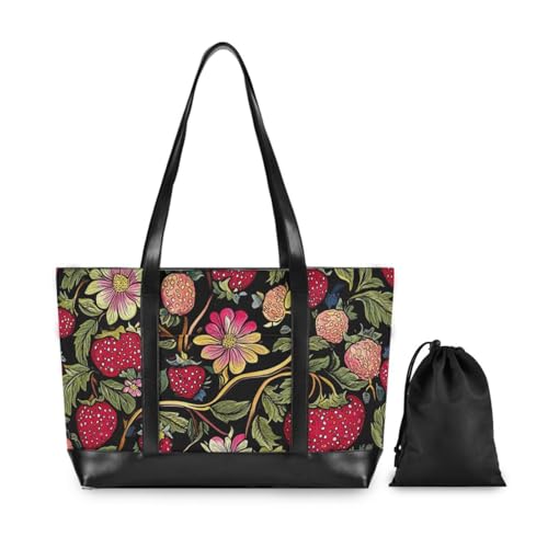 Straberries Cherry Red professional bag for woman with zipper womens work tote bag for work with tablet maletín para laptop mujer2