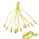 LQMBABY 10 in 1 Universal Multi Chargers for All Devices, Universal Phone Chargers for All Phones, 10 in 1 USB Cable Multiple Charging Cable for Cell Phones, Earphones, Speakers (Yellow)