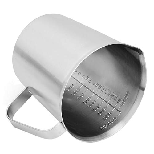 Verre doseur en acier inoxydable 304 de qualité alimentaire pour lait, café, cocktails, mesure pendant la cuisson - 1000 ml Cover