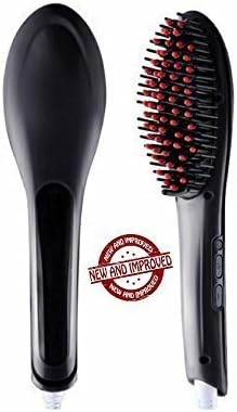 Hair Brush Straightener -Pro Ceramic Heating Comb-Digital detangling Brush-Instant Silky Straight Hair Massage Styling Straightening Iron (Black) by Jet Beauty