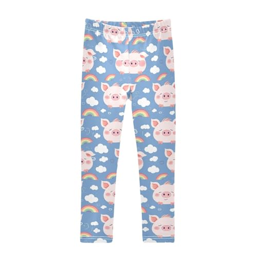 Pig Face Girls' Leggings Toddler Doodles Rainbow Clouds Kids Yoga Pants Dance Active Tights 4T