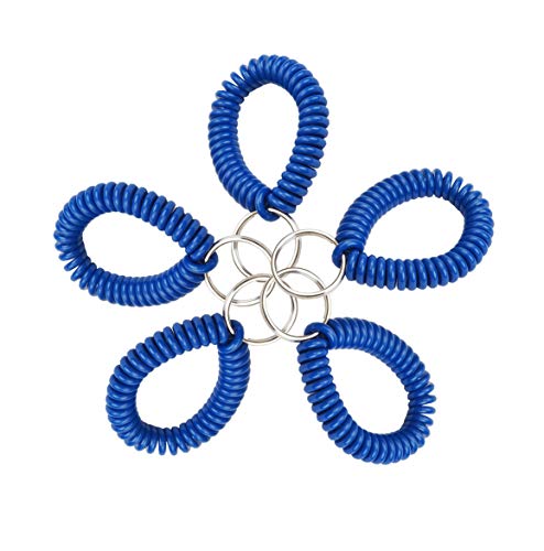 Image of Wrist Coil with Split Key Ring, Blue, PK5