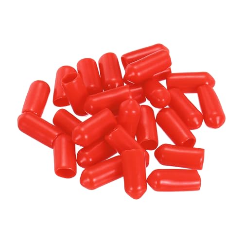 Image of uxcell 88Pcs Rubber End Caps, 7.5mm(5 /16 inch) ID 16mm(5 /8 inch) Height Round Screw Thread Protectors Flexible Screw Bolt Covers Caps for Metal Tube Rod Bolt, Red