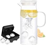 Glass Pitcher with Lid - High Heat Resistance Stovetop Safe Pitcher for Hot/Cold Water & Iced Tea