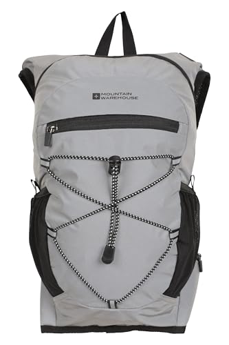 Mountain Warehouse Track reflektierender Hydro-Rucksack - 6-l-Tagesrucksack, Brust- und Brustbeingurt, trinksystem-kompatibler Ripstop - zum Wandern, Radfahren, Laufen Grau Einheitsgröße