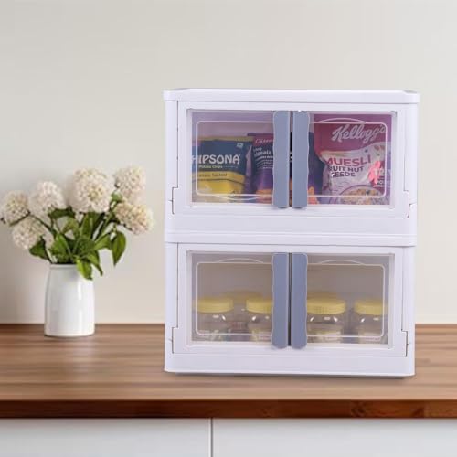 Image of URBAN LUXY Foldable Plastic Rack for Storage /Kitchen Cupboard /Sturdy Wardrobe for Clothes /Multipurpose Storage Organizer /Closet for Bedroom /Living Room /Laundry Room (White-Storage BIN - 2DOOR, 3PCS)