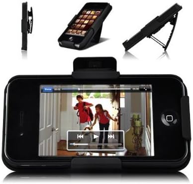 Unlimited Cellular Pemium Holster Hard Case for Apple iPhone 4/4s with Locking Belt Swivel Clip for Verizon-Black