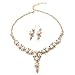 FAYBOX Glamorous Crystal Rhinestone Beading Necklace Earrings Wedding Jewelry Sets Pearls Gold