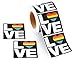 250 Square Love Gay Pride Rainbow Stickers on a Roll - Square Love (250 Stickers) - Support LGBTQ Causes