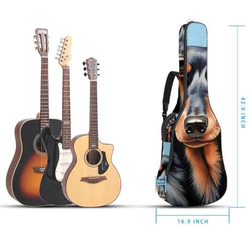 Étui guitare acoustique 101,6 cm imperméable à motif teckel multicolore