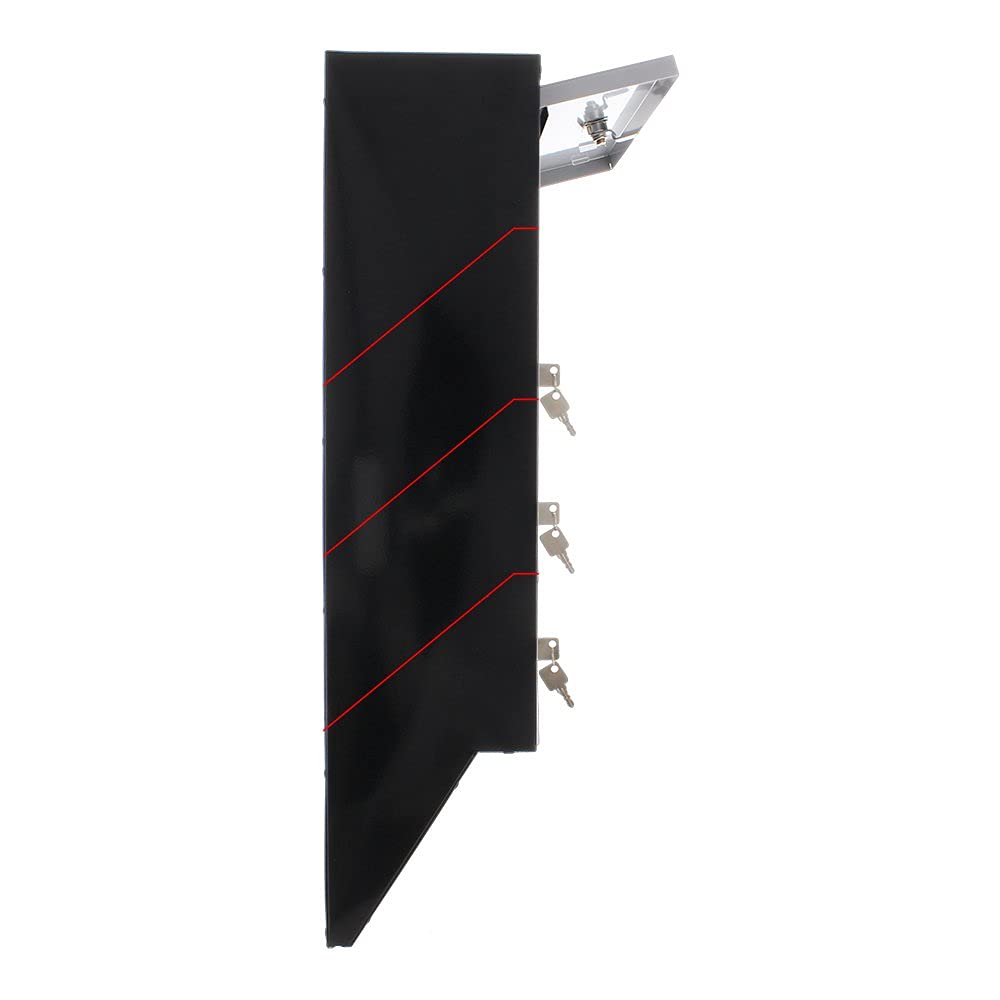Profirst Cetiri - Cassetta postale in argento nero, lamiera di acciaio, serratura a cilindro, 2 chiavi, HxLxP 600 x 385 x 140 mm, per 4 parti, fissaggio