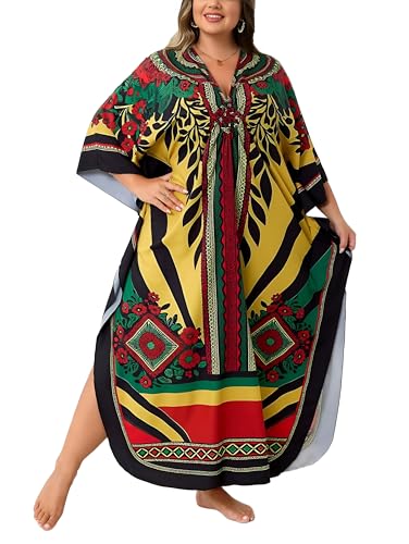 Kaftan Dress for Women - Plus Size Caftan Maxi Beach Dress Moo Moos Loungewear, Swimsuit Cover Up for Beach, Pool or Vacation