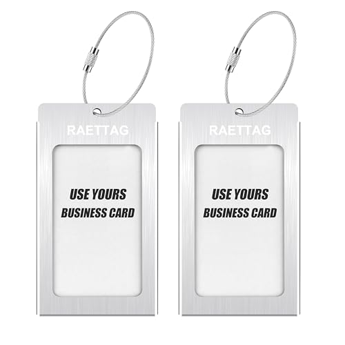 Image of Luggage Tags Metal Suitcase Tags Travel Bag ID Identifier Luggage Tag (Silver 2-Pack)