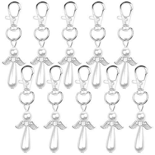 JJQHYC 10 Stück Engel Schlüsselanhänger Schutzengel Anhänger Danke Krankenschwester Geschenk Engel Glücksbringer Party Favor Engel Schlüsselanhänger für Babyparty, Hochzeit Cover