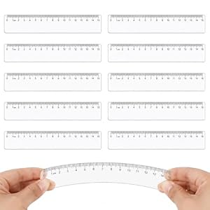 Lineal 15cm, 10 Stück Kunststoff mit Wellenkante, Transparent und Flexibel