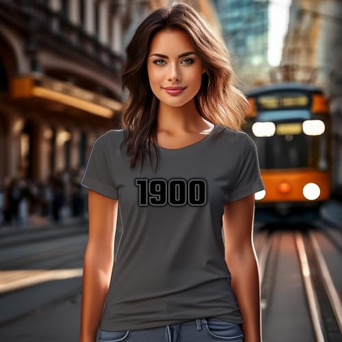 T-shirt 1900 pour femme gris anthracite en coton - 2
