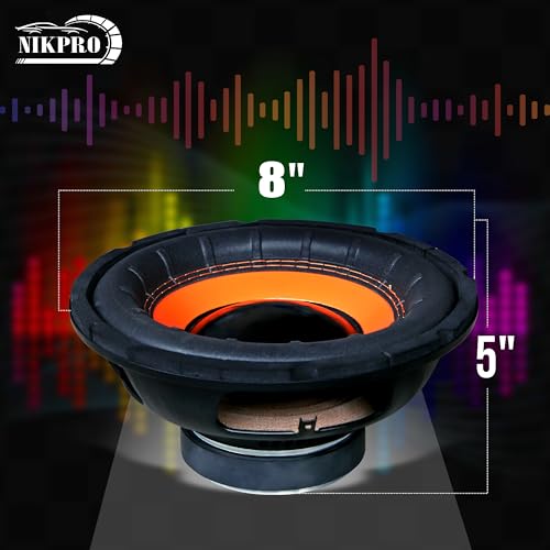 Image of NIKPRO 8-Inch Car Subwoofer Speaker | 800W Peak Power, 150W RMS | 4 Ohm | 4-Layer Copper Voice Coil | Deep Bass for Car, Home & Theater | Black & Orange