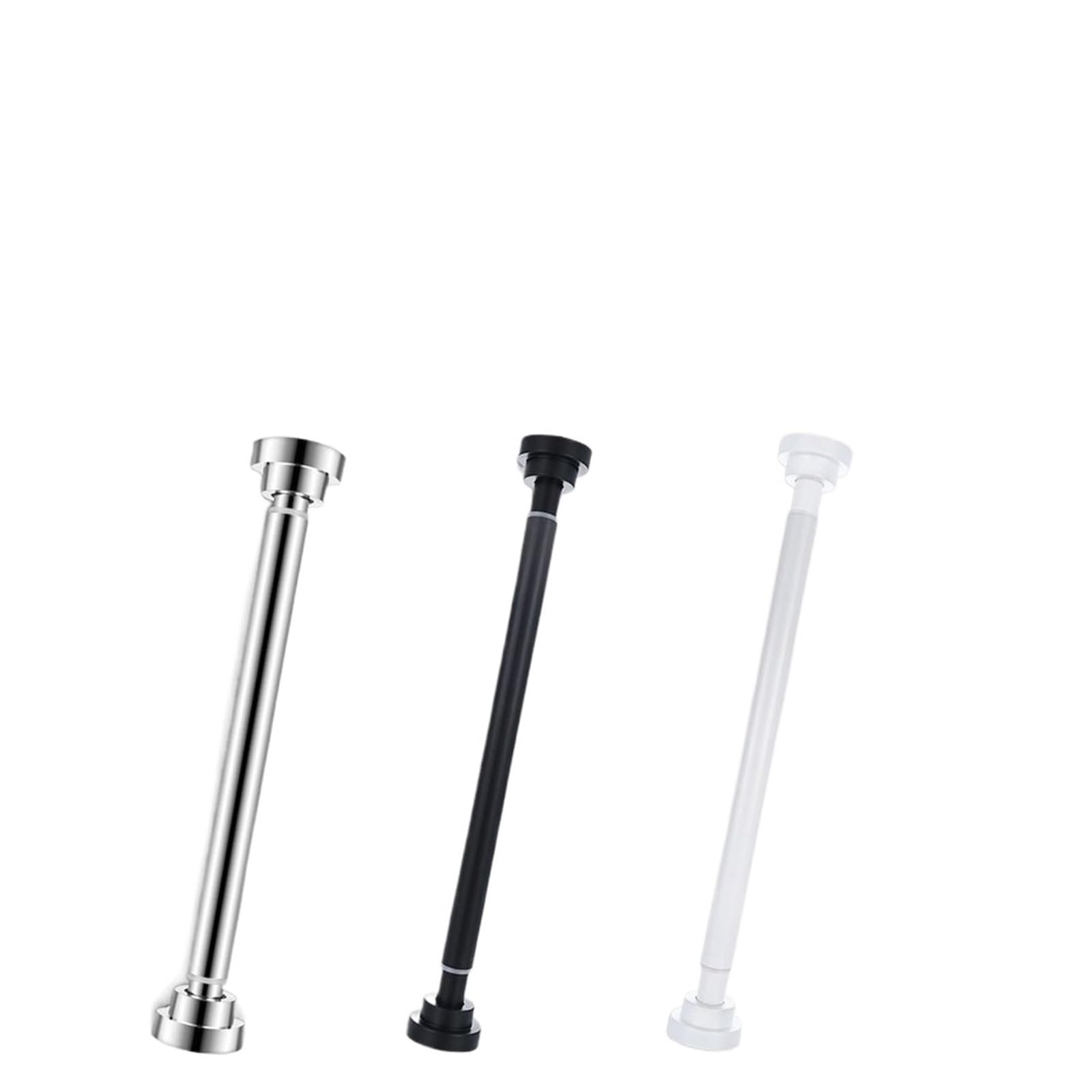 Waterproof Telescopic Closet Rod Anti-slip Sturdy Shower Curtain Bar Punch-free Detachable for Wardrobe and Cloakroom(Silver 35cm)