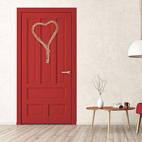Healifty Natural Twig Wreath 2pcs Natural Grapevine Wreaths DIY Heart Shape Rattan Wreath Rustic Wicker Wall Decoration for Wedding Valentines Day Front Door Display Love Heart Wreath - Image 3