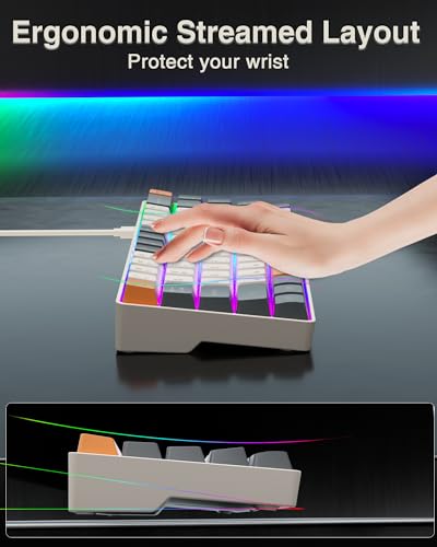 CORBOBO 60 Percent Keyboard,RGB Backlit Gaming Keyboard USB-C Wired,Portable 68 Keys Compact Mini Keyboards for Business Trips,Office,PC Games (SK968,Grey&Orange)