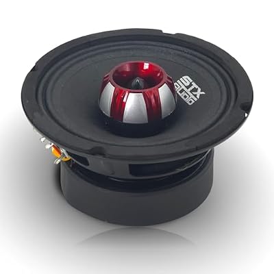 STX Audio X65.2R 6.5 Midrange Speaker, 850 Watts Max Power, 4 Ohm, 91 dB Sensitivity, Black Press Paper Cone for Car Audio with High Capacitor and Red Grills